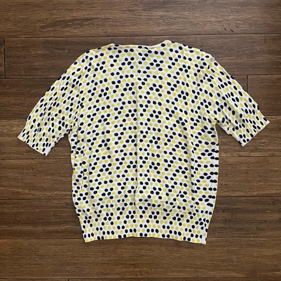 Ann Taylor Short Sleeve Knit Cardigan Women’s XL 100% Cotton Polka Dot Button Up - Picture 2 of 4